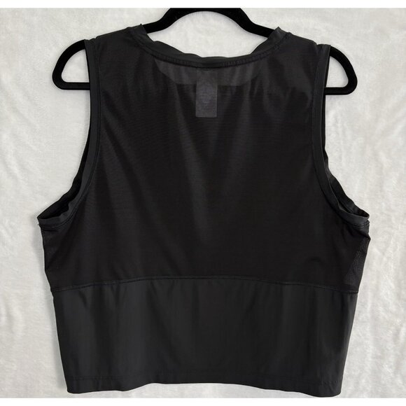 ATHLETA Women Crop Top Mesh Back Sleeveless Stretch Sz L Black Workout Gym 3-18 - Picture 2 of 10